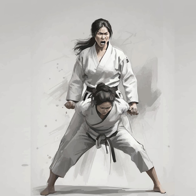 Vecteur illustration jiu jitsu féminin