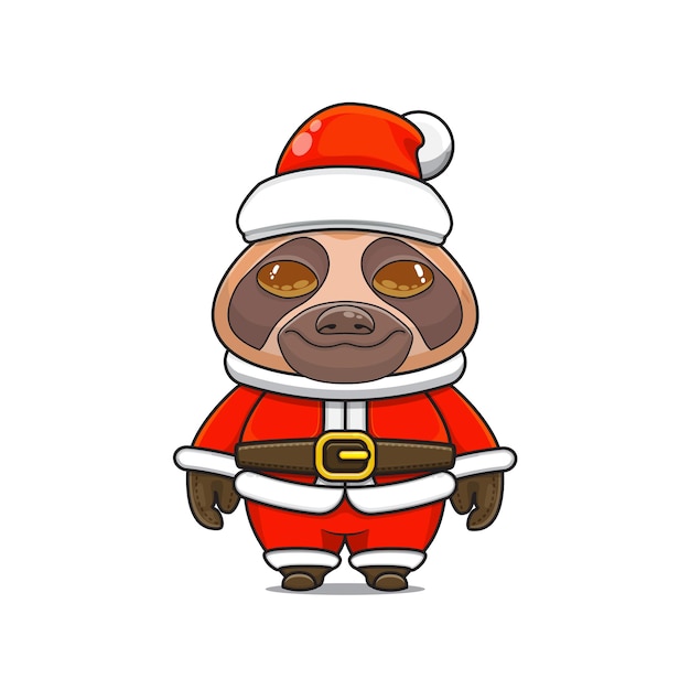 Illustration D'une Jolie Mascotte De Paresseux Avec Un Costume De Père Noël Pour Noël