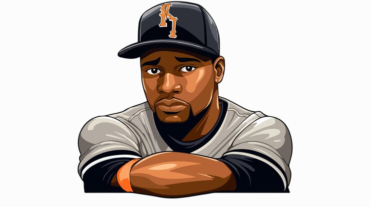 Vecteur illustration de joueur de baseball noir