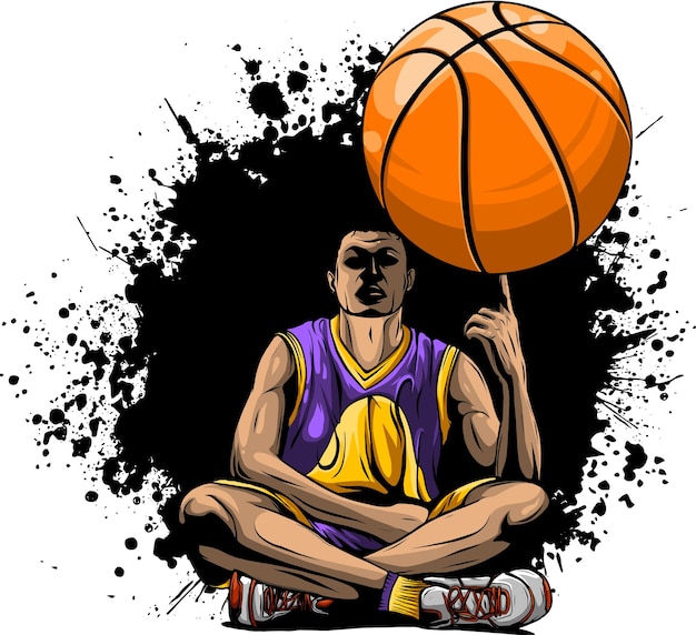 Vecteur illustration d'un joueur de basket-ball sur fond blanc