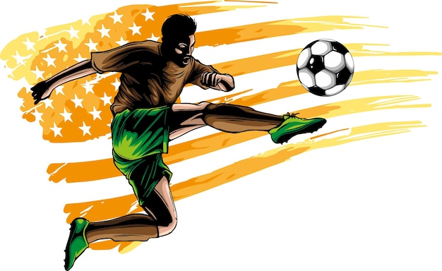 Vecteur illustration d'un joueur de football avec le drapeau américain