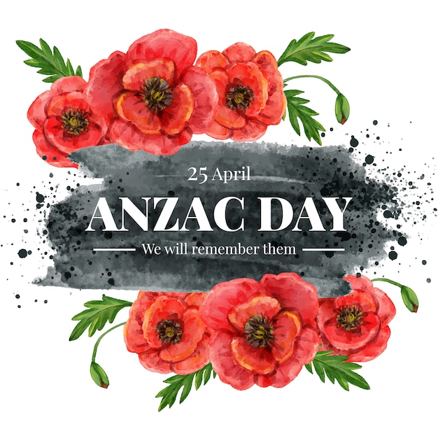 Vecteur illustration de jour aquarelle anzac