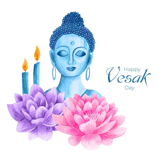 Illustration de jour aquarelle vesak