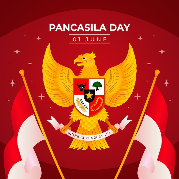 Vecteur illustration de jour de pancasila dégradé