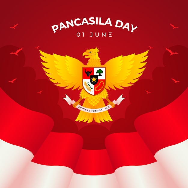 Vecteur illustration de jour de pancasila dégradé