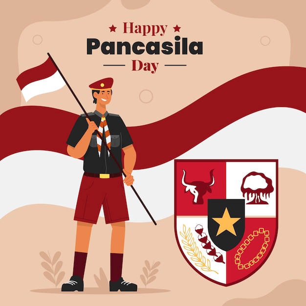 Vecteur illustration de jour plat pancasila