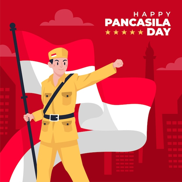 Vecteur illustration de jour plat pancasila