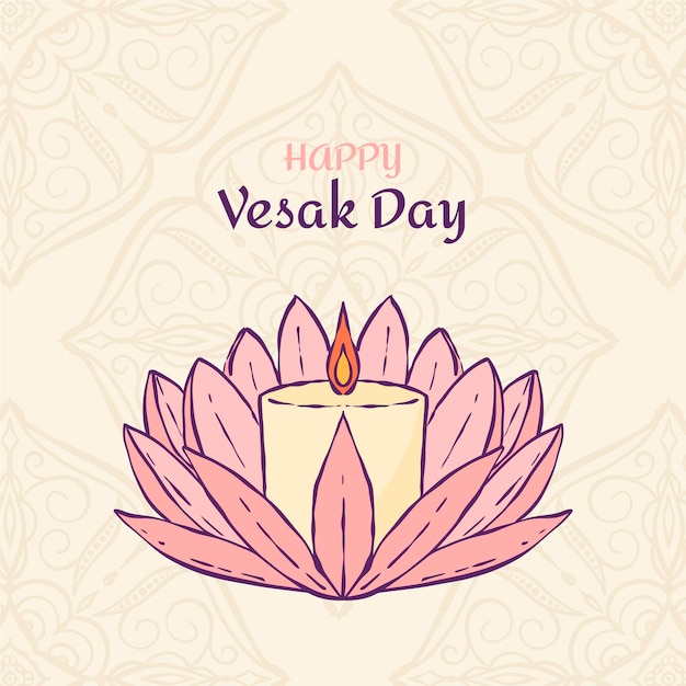 Illustration De Jour Vesak Dessiné à La Main