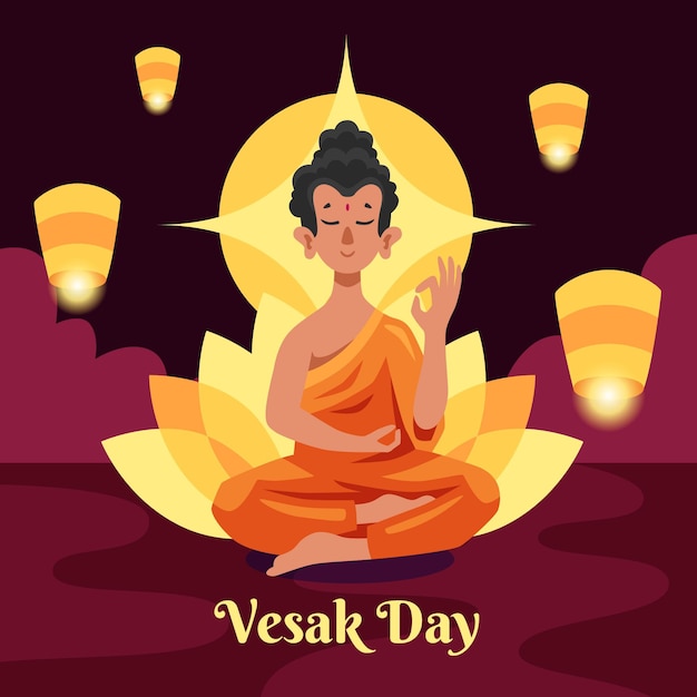 Vecteur illustration de jour vesak dessiné à la main