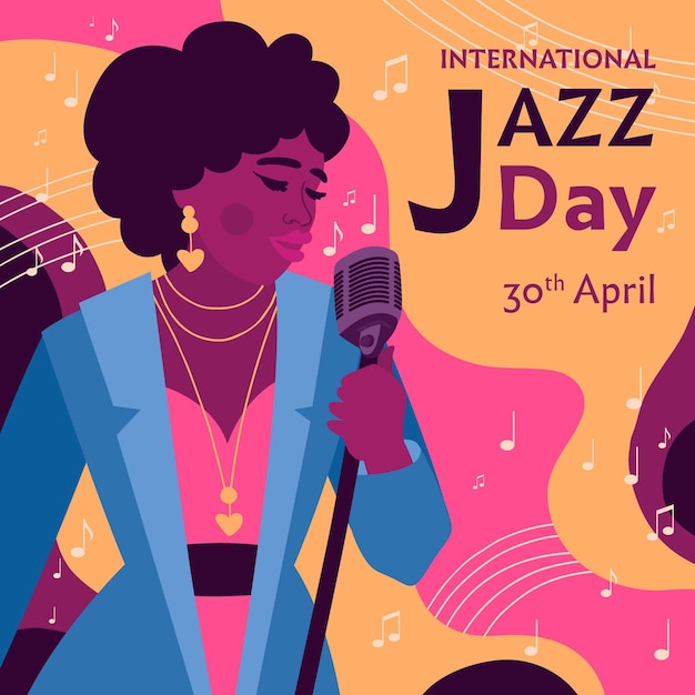 Illustration de la journée internationale du jazz dessinée à la main