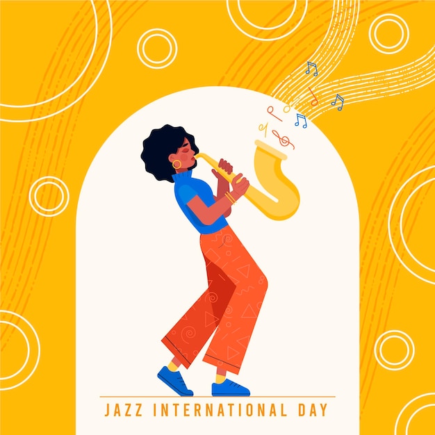 Vecteur illustration de la journée internationale du jazz plat