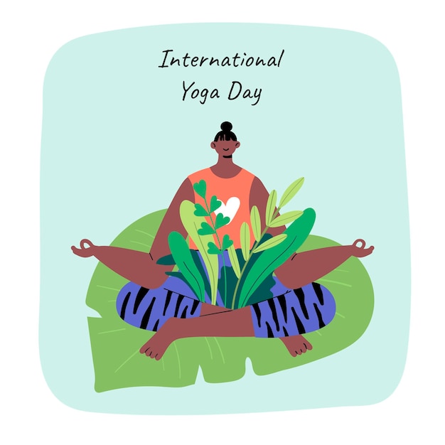 Vecteur illustration de la journée internationale du yoga dessinée à la main