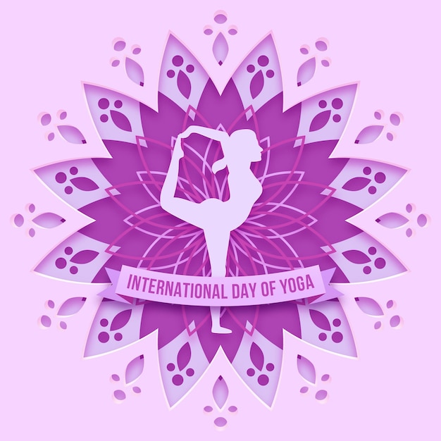 Illustration De La Journée Internationale Du Yoga En Style Papier