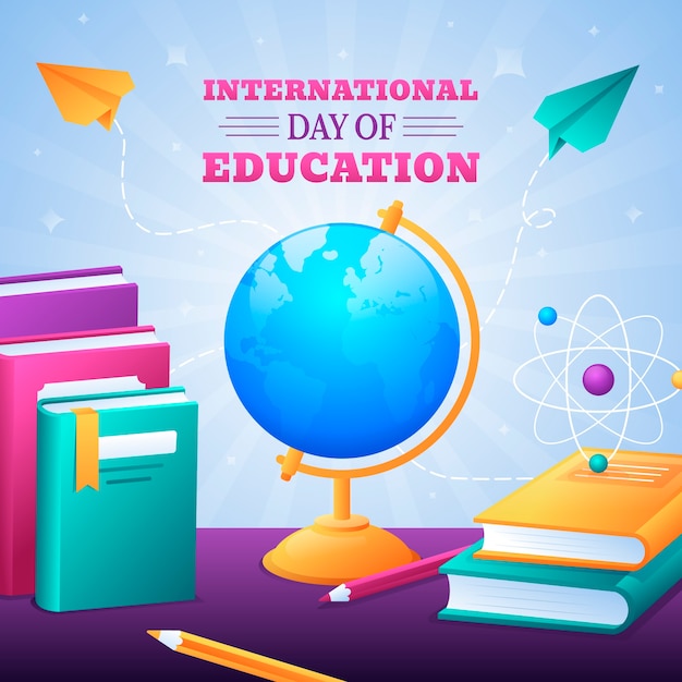 Vecteur illustration de la journée internationale de l'éducation en gradient