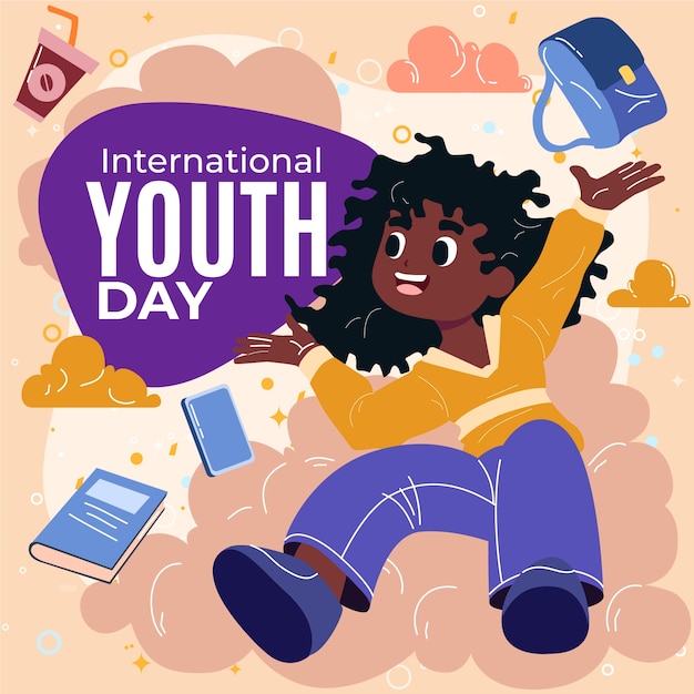 Vecteur illustration de la journée internationale de la jeunesse plate