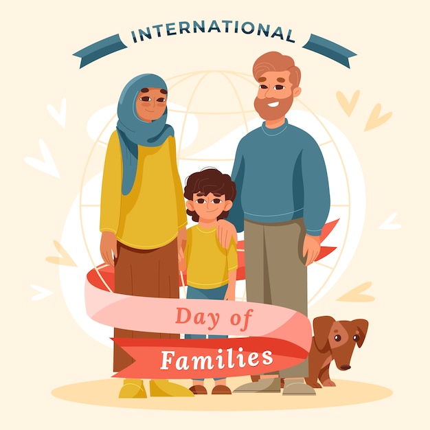 Illustration de la journée internationale plate des familles