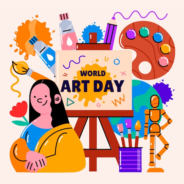 Illustration de la journée mondiale de l'art dessinée à la main