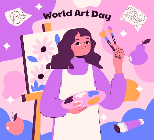 Illustration De La Journée Mondiale De L'art Dessinée à La Main