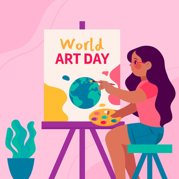 Illustration de la journée mondiale de l'art plat
