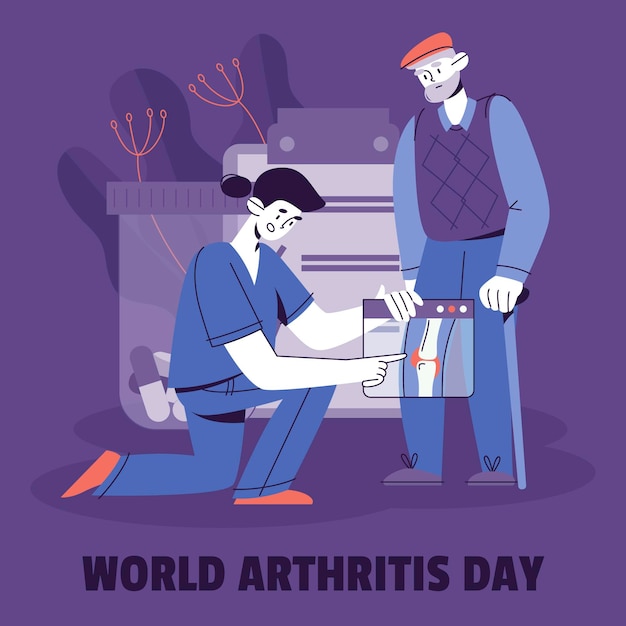 Vecteur illustration de la journée mondiale de l'arthrite dessinée à la main