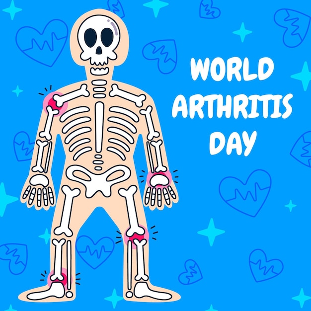 Illustration de la journée mondiale de l'arthrite dessinée à la main