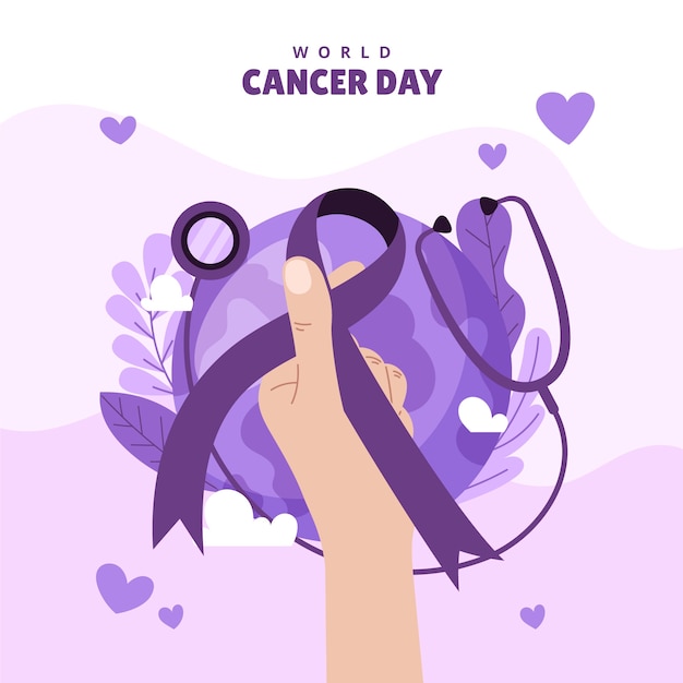 Vecteur illustration de la journée mondiale du cancer dessinée à la main