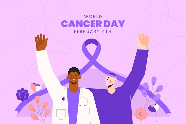 Vecteur illustration de la journée mondiale du cancer plat