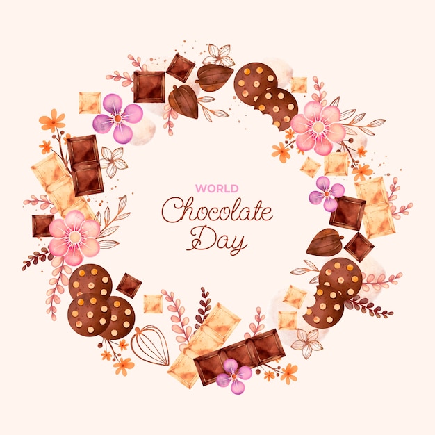 Vecteur illustration de la journée mondiale du chocolat aquarelle