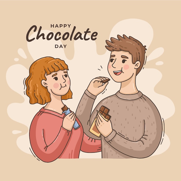 Illustration De La Journée Mondiale Du Chocolat Dessiné à La Main