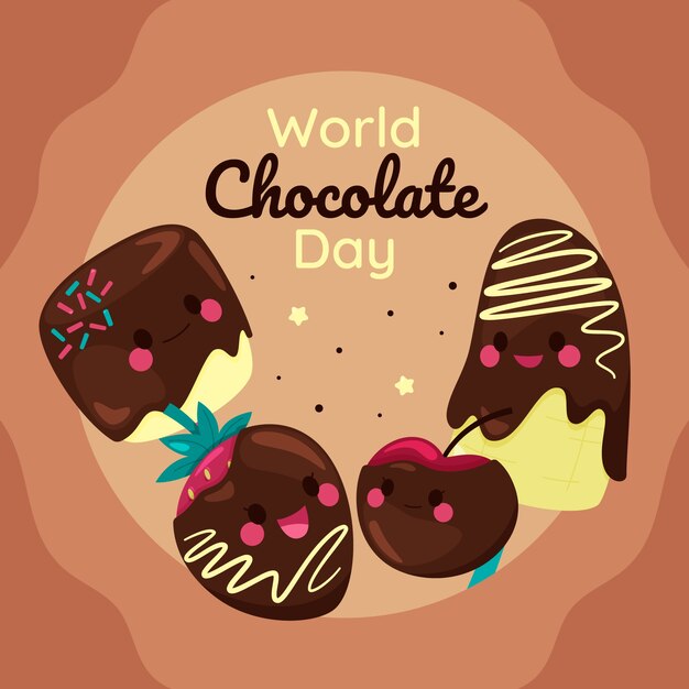 Illustration de la journée mondiale du chocolat plat