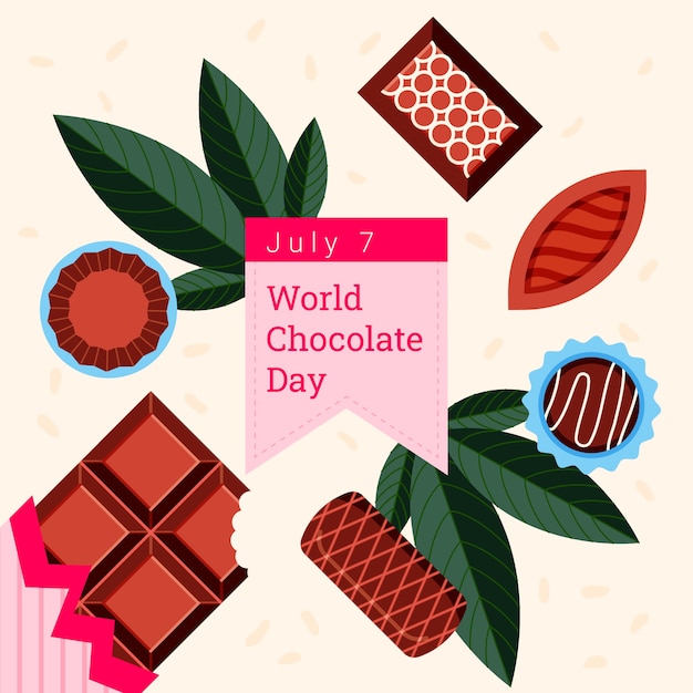 Illustration De La Journée Mondiale Du Chocolat Plat