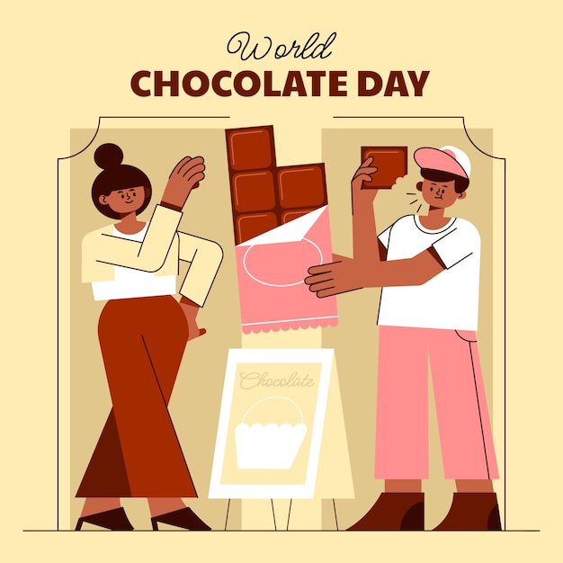 Vecteur illustration de la journée mondiale du chocolat plat