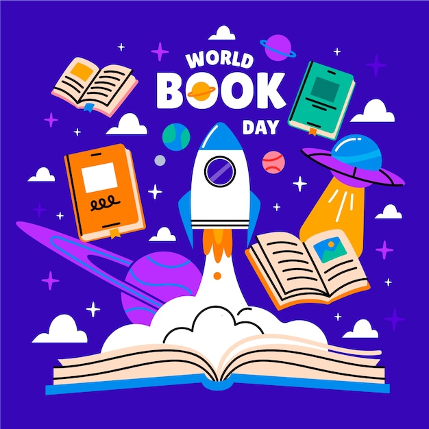 Illustration de la journée mondiale du livre dessinée à la main