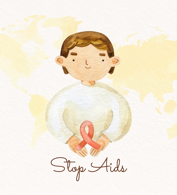 Vecteur illustration de la journée mondiale du sida à l'aquarelle