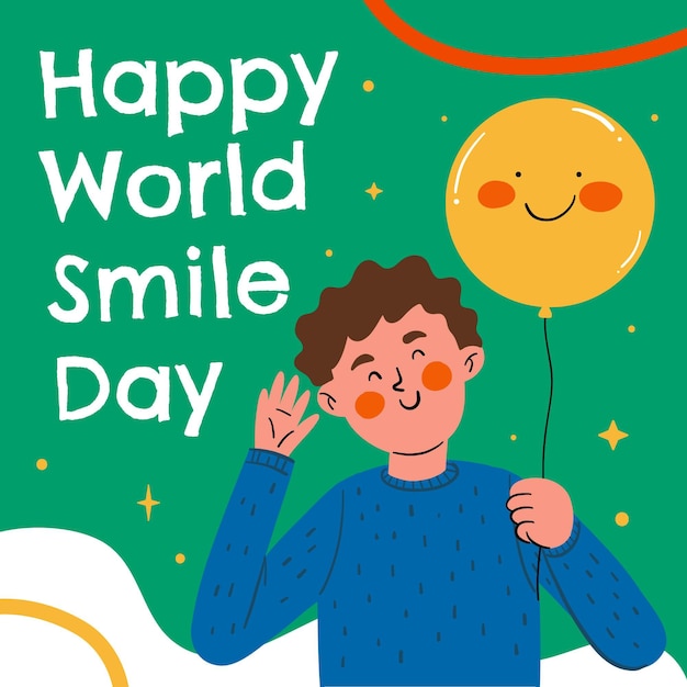 Illustration de la journée mondiale du sourire dessiné à la main