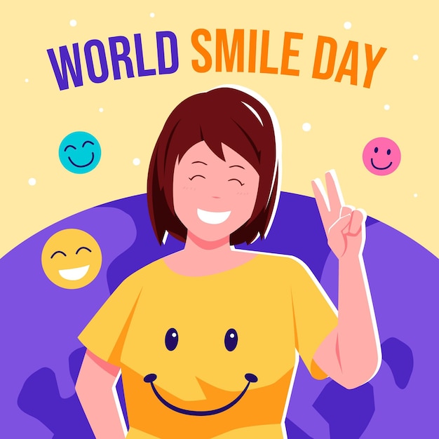 Illustration de la journée mondiale du sourire plat