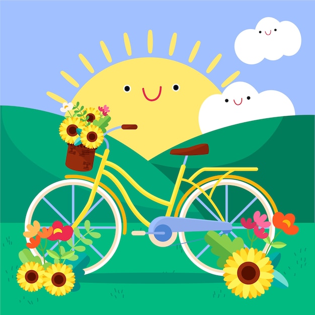 Illustration De La Journée Mondiale Du Vélo Plat