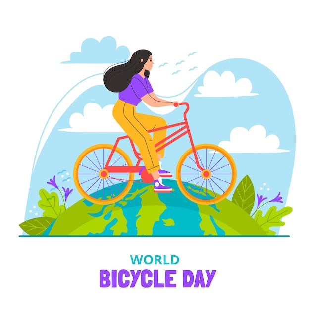 Illustration De La Journée Mondiale Du Vélo Plat
