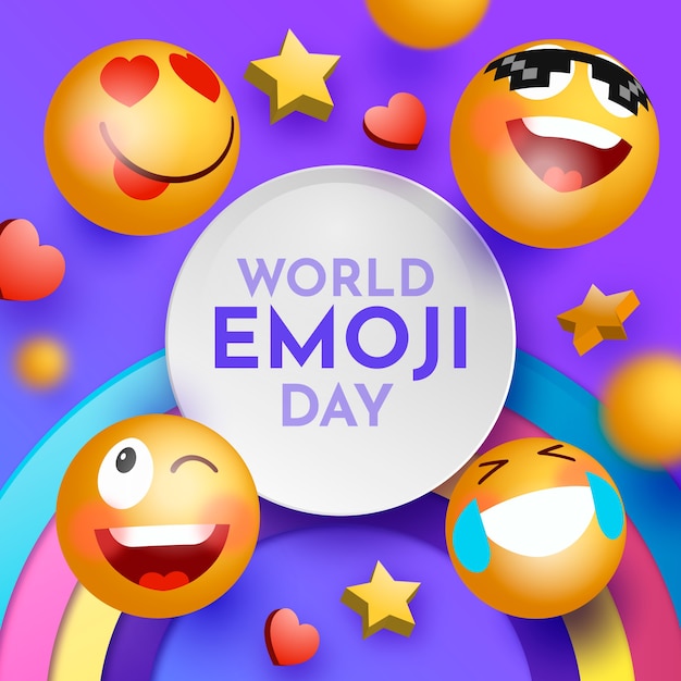 Illustration de la journée mondiale des emojis en gradient