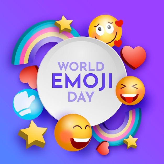 Illustration de la journée mondiale des emojis en gradient