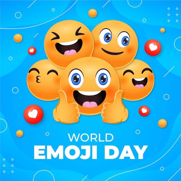 Illustration de la journée mondiale des emojis en gradient