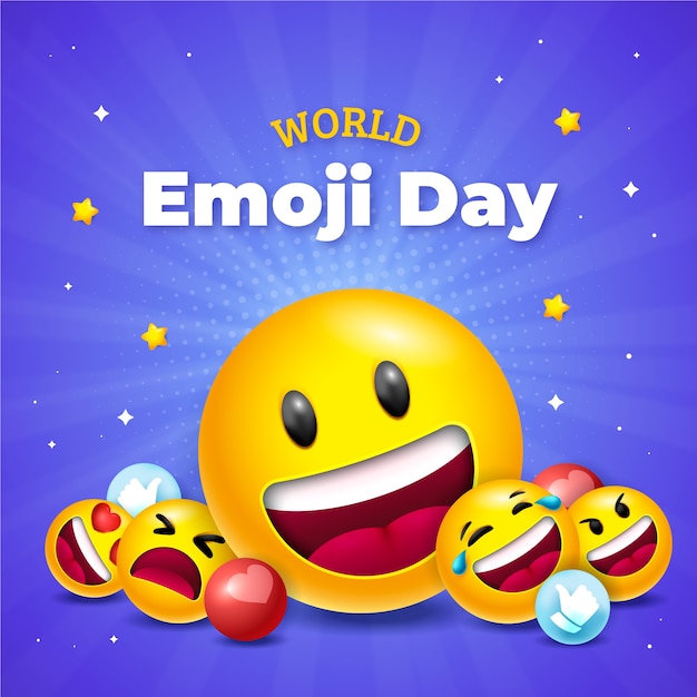 Illustration de la journée mondiale des emojis en gradient