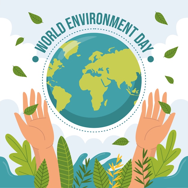 Illustration de la journée mondiale de l'environnement dessiné à la main