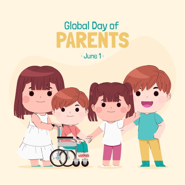 Vecteur illustration de la journée mondiale des parents à plat