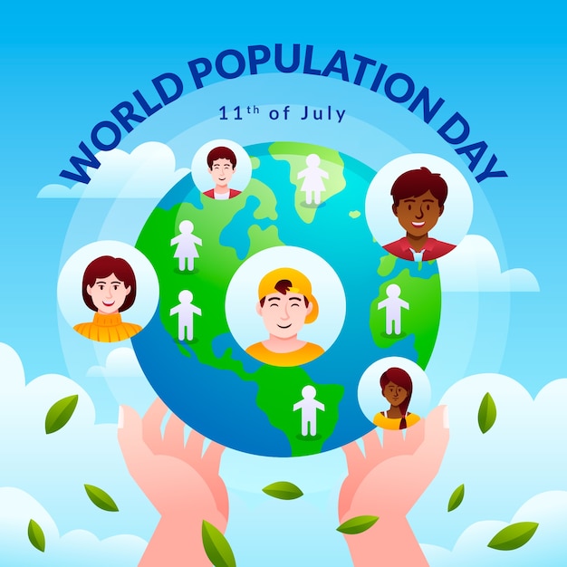 Vecteur illustration de la journée mondiale de la population en gradient