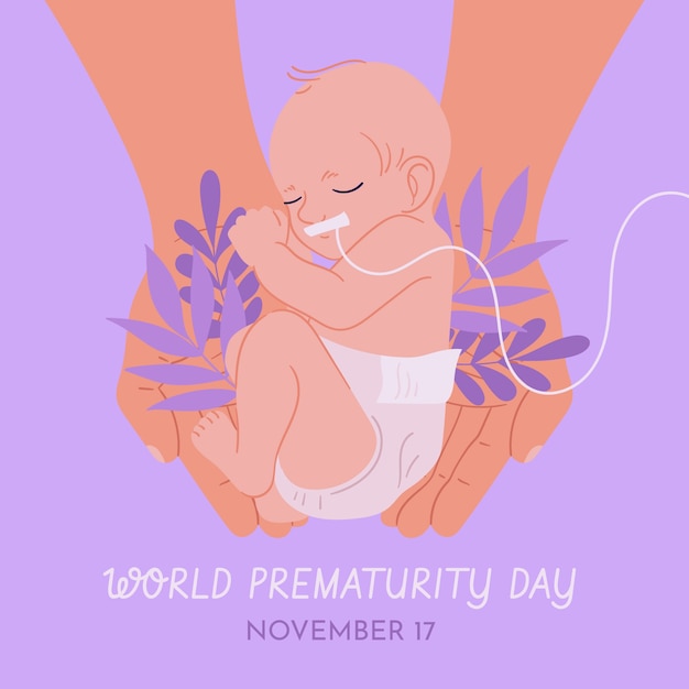 Vecteur illustration de la journée mondiale de la prématurité à plat