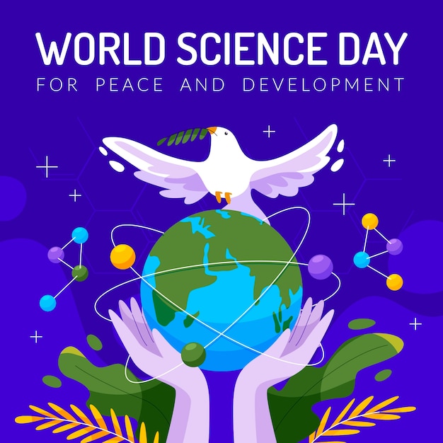 Vecteur illustration de la journée mondiale de la science à plat