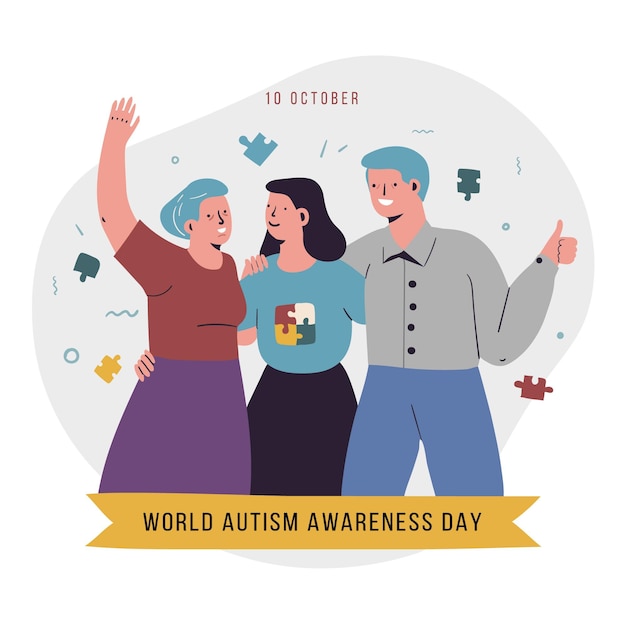 Illustration De La Journée Mondiale De Sensibilisation à L'autisme Dessinée à La Main