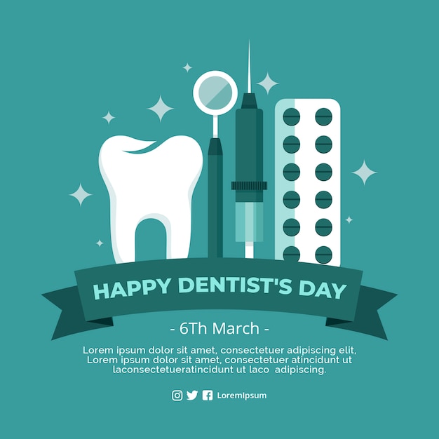 Vecteur illustration de la journée nationale du dentiste plat