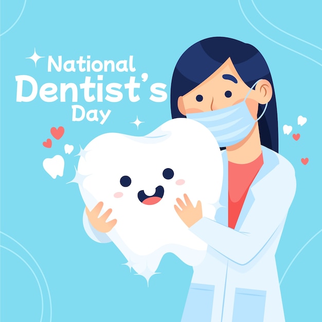 Illustration de la journée nationale du dentiste plat